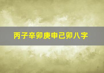 丙子辛卯庚申己卯八字