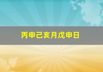 丙申己亥月戊申日