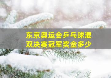 东京奥运会乒乓球混双决赛冠军奖金多少