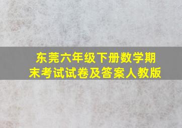 东莞六年级下册数学期末考试试卷及答案人教版