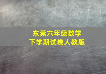 东莞六年级数学下学期试卷人教版