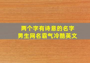 两个字有诗意的名字男生网名霸气冷酷英文