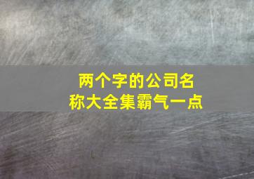 两个字的公司名称大全集霸气一点