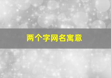 两个字网名寓意