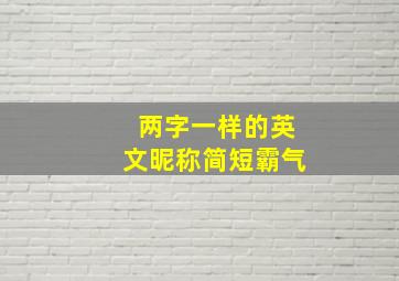 两字一样的英文昵称简短霸气