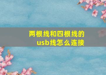 两根线和四根线的usb线怎么连接