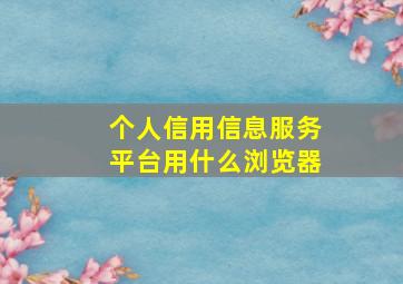 个人信用信息服务平台用什么浏览器