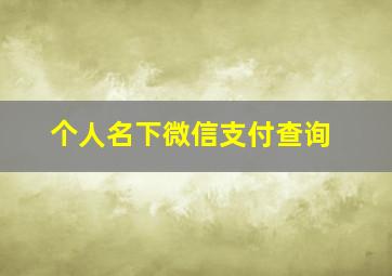 个人名下微信支付查询