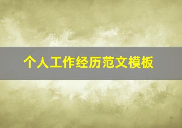 个人工作经历范文模板