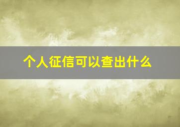 个人征信可以查出什么