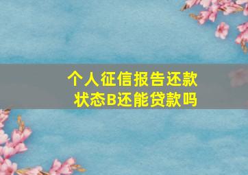 个人征信报告还款状态B还能贷款吗