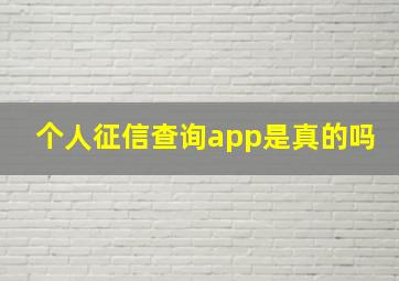 个人征信查询app是真的吗