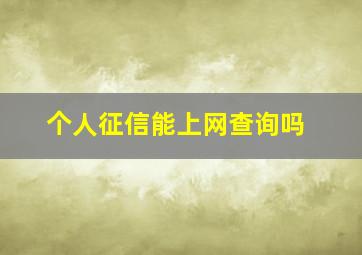 个人征信能上网查询吗