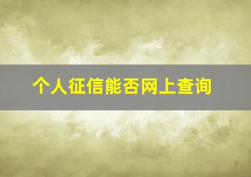 个人征信能否网上查询