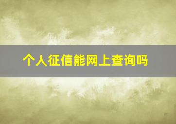 个人征信能网上查询吗