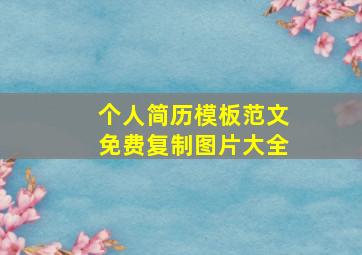 个人简历模板范文免费复制图片大全