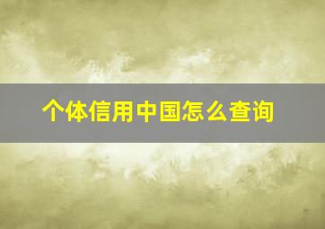 个体信用中国怎么查询