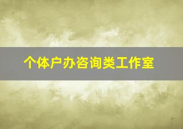 个体户办咨询类工作室