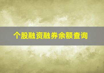 个股融资融券余额查询