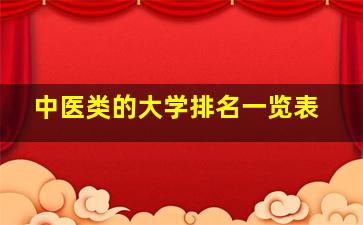 中医类的大学排名一览表