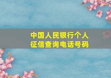 中国人民银行个人征信查询电话号码