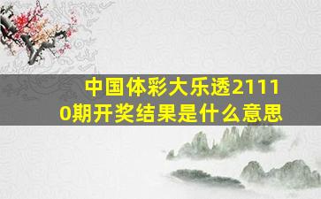 中国体彩大乐透21110期开奖结果是什么意思