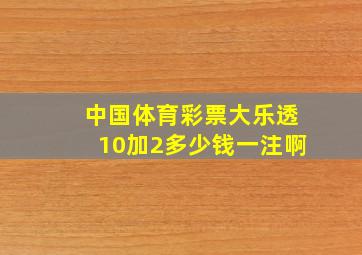 中国体育彩票大乐透10加2多少钱一注啊