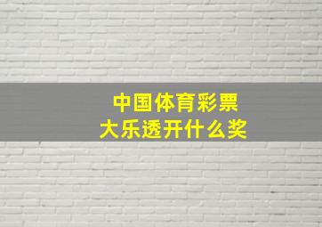 中国体育彩票大乐透开什么奖