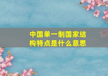 中国单一制国家结构特点是什么意思