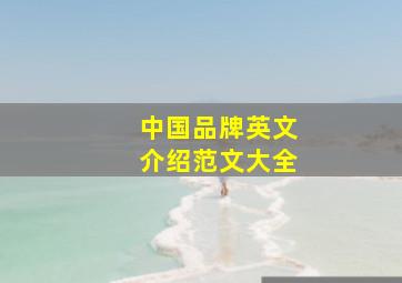 中国品牌英文介绍范文大全