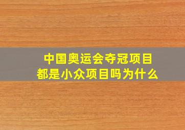 中国奥运会夺冠项目都是小众项目吗为什么