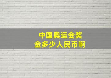 中国奥运会奖金多少人民币啊