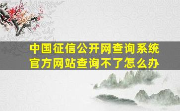 中国征信公开网查询系统官方网站查询不了怎么办