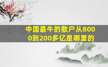 中国最牛的散户从8000到200多亿是哪里的