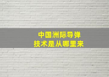 中国洲际导弹技术是从哪里来