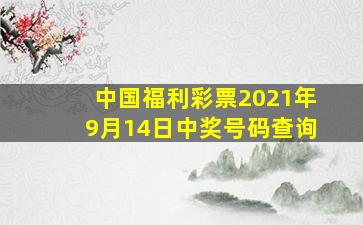 中国福利彩票2021年9月14日中奖号码查询