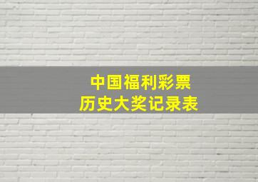 中国福利彩票历史大奖记录表