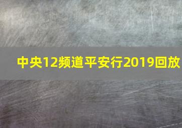 中央12频道平安行2019回放