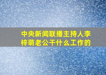 中央新闻联播主持人李梓萌老公干什么工作的