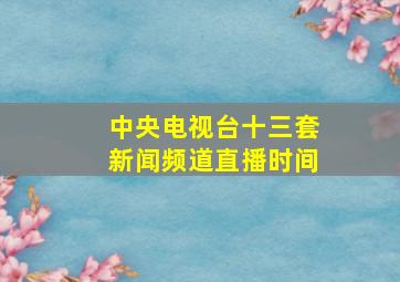 中央电视台十三套新闻频道直播时间