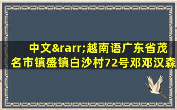 中文→越南语广东省茂名市镇盛镇白沙村72号邓邓汉森