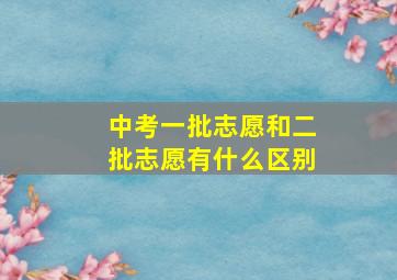 中考一批志愿和二批志愿有什么区别