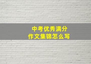 中考优秀满分作文集锦怎么写