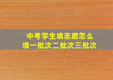 中考学生填志愿怎么填一批次二批次三批次