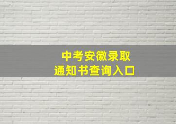 中考安徽录取通知书查询入口