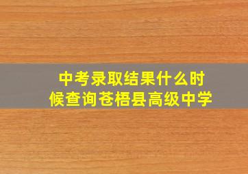 中考录取结果什么时候查询苍梧县高级中学