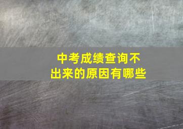 中考成绩查询不出来的原因有哪些