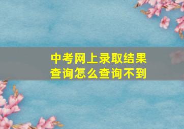 中考网上录取结果查询怎么查询不到