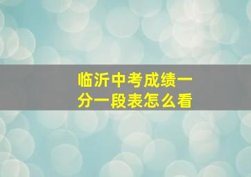 临沂中考成绩一分一段表怎么看