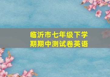 临沂市七年级下学期期中测试卷英语